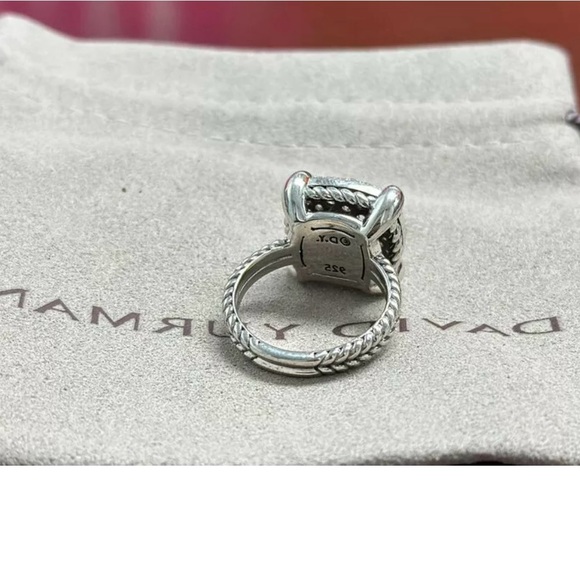 David Yurman Sterling Silver Chatelaine 14mm Diamond Pave Ring Size 7 - Picture 3 of 10